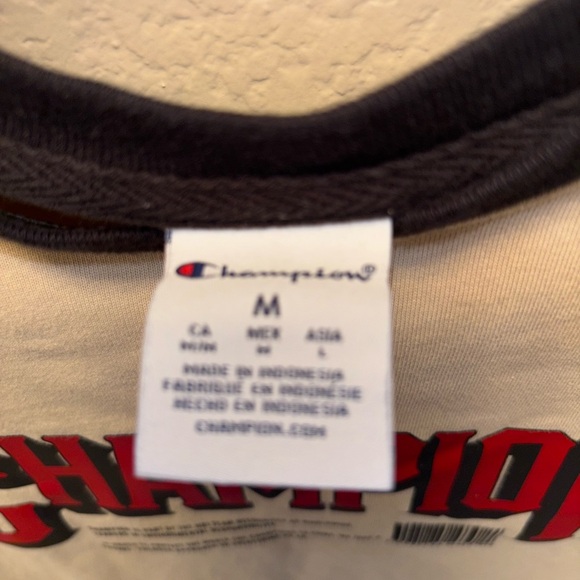 Champion Men’s Medium Cream and Black Short Sleeve Tee Athlete Modern Bold - Picture 2 of 5